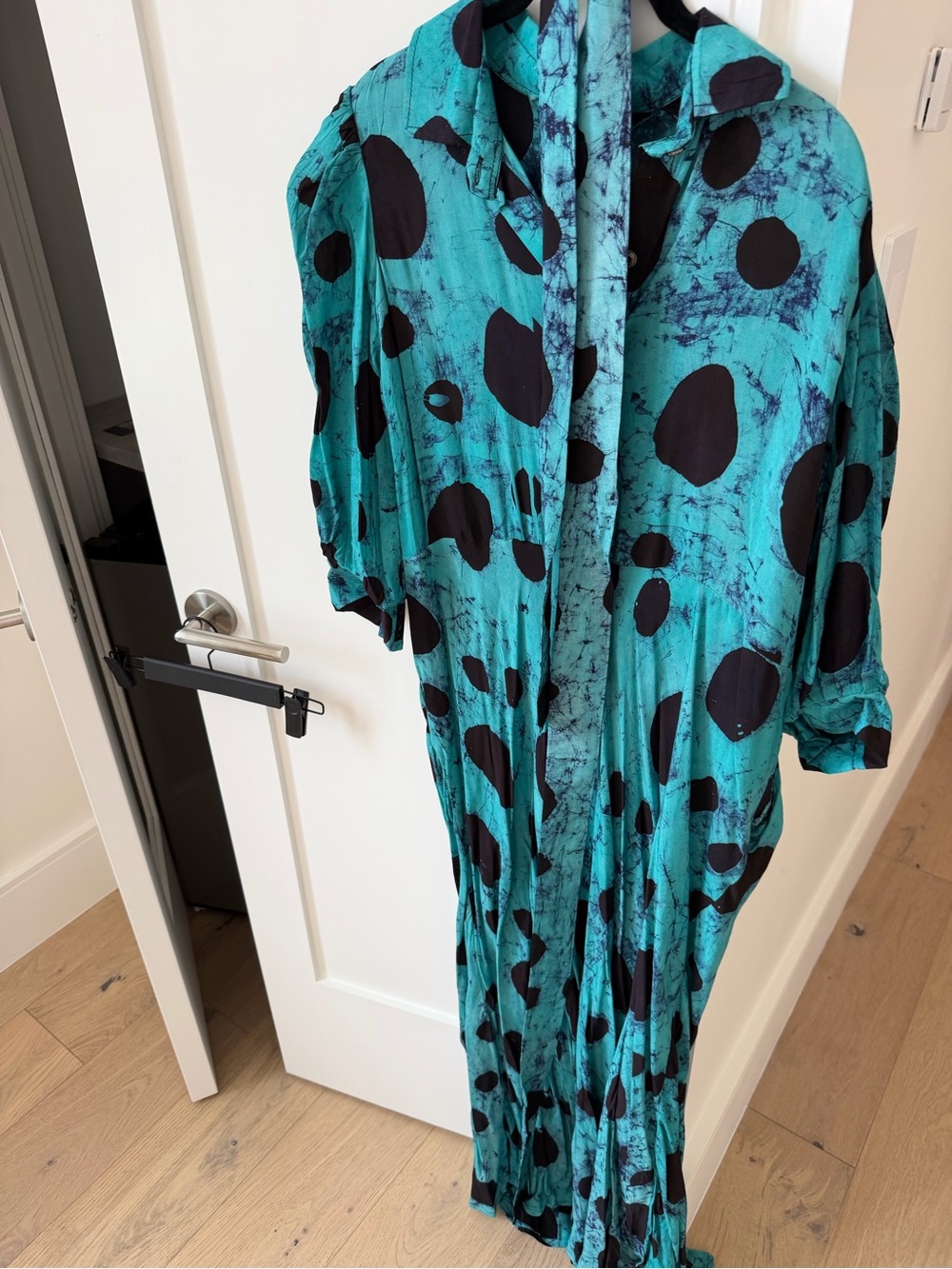 Turquoise & Black Polka Dot Maxi Dress